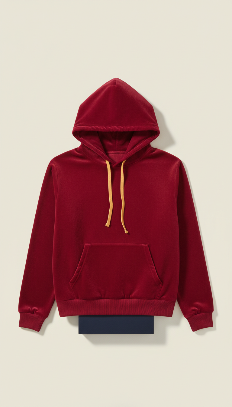 Crimson pop velour hoodie